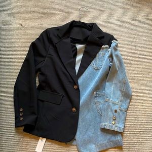 Splice Asymmetric Denim  Blazer, Large